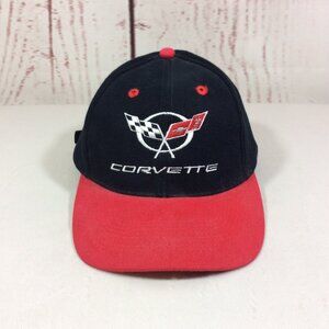 Corvette‎ Racing Vintage Baseball Hat Cap Vintage Otto Black Red Checkered Flag